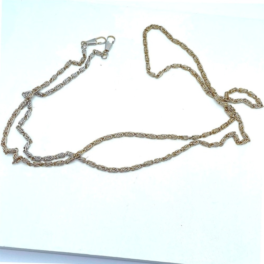 Vintage Two Tone Classic Fashion Scroll Link Chain Buckle Fastener Necklace Boho